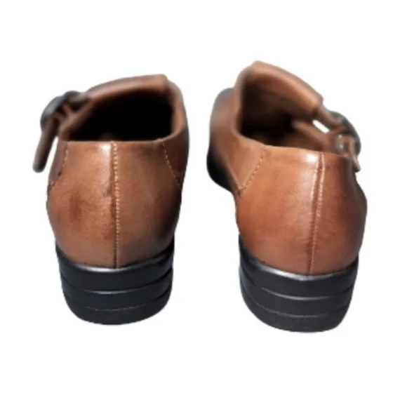 Life Stride Leather Woven Slip On Loafers Brown Size 7N - Picture 7 of 14